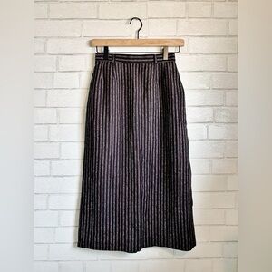 70s / 80s Vintage 100% Wool Gray & Black Stripe Pencil Midi Skirt
